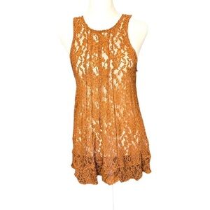 American Eagle Burnt Orange Lace Festival Tunic Mini Dress M